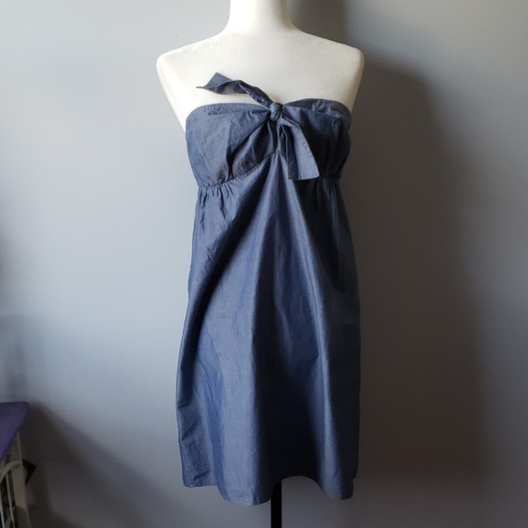 J.Crew Cara chambray strapless dress size M - Picture 2 of 8